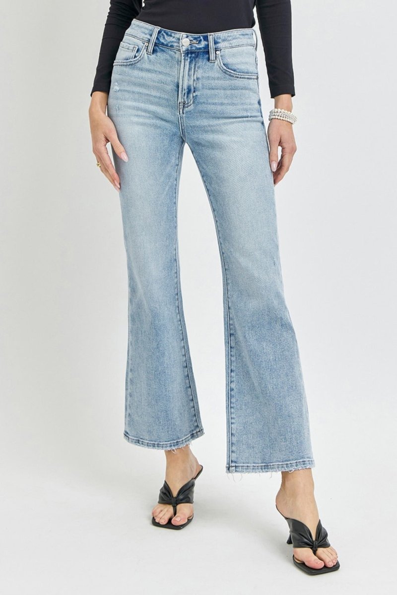 RISEN Full Size High Rise Ankle Flare Jeans for Women - Love Salve 