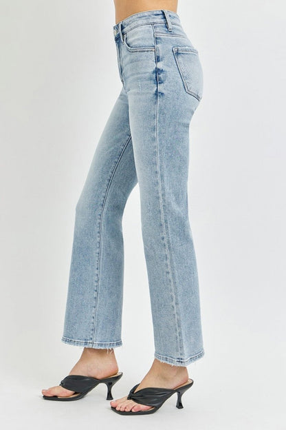 RISEN Full Size High Rise Ankle Flare Jeans for Women - Love Salve 