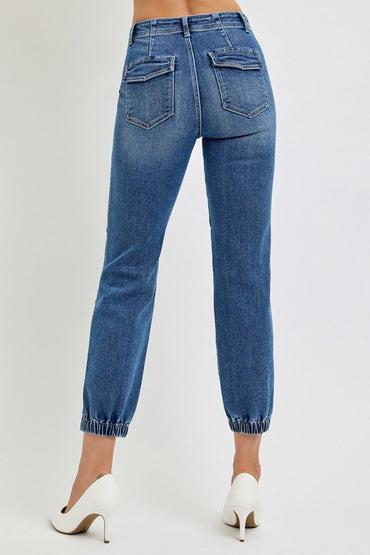 RISEN Full Size High Rise Ankle Jogger Jeans for Women - Love Salve 