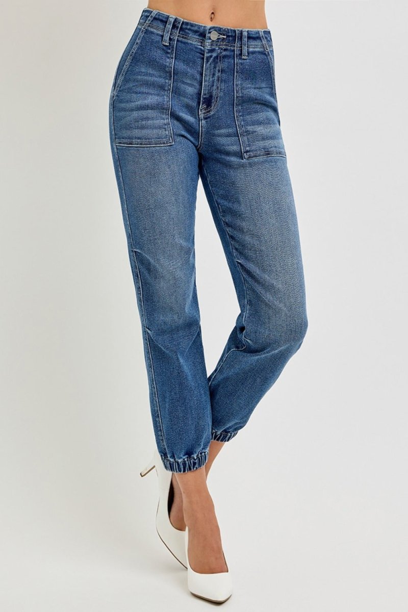 RISEN Full Size High Rise Ankle Jogger Jeans for Women - Love Salve 