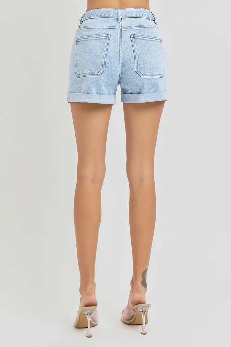 RISEN Full Size High Rise Belted Roll Up Shorts Plus Size - Love Salve 