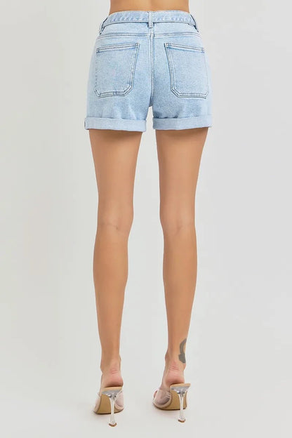 RISEN Full Size High Rise Belted Roll Up Shorts Plus Size - Love Salve 