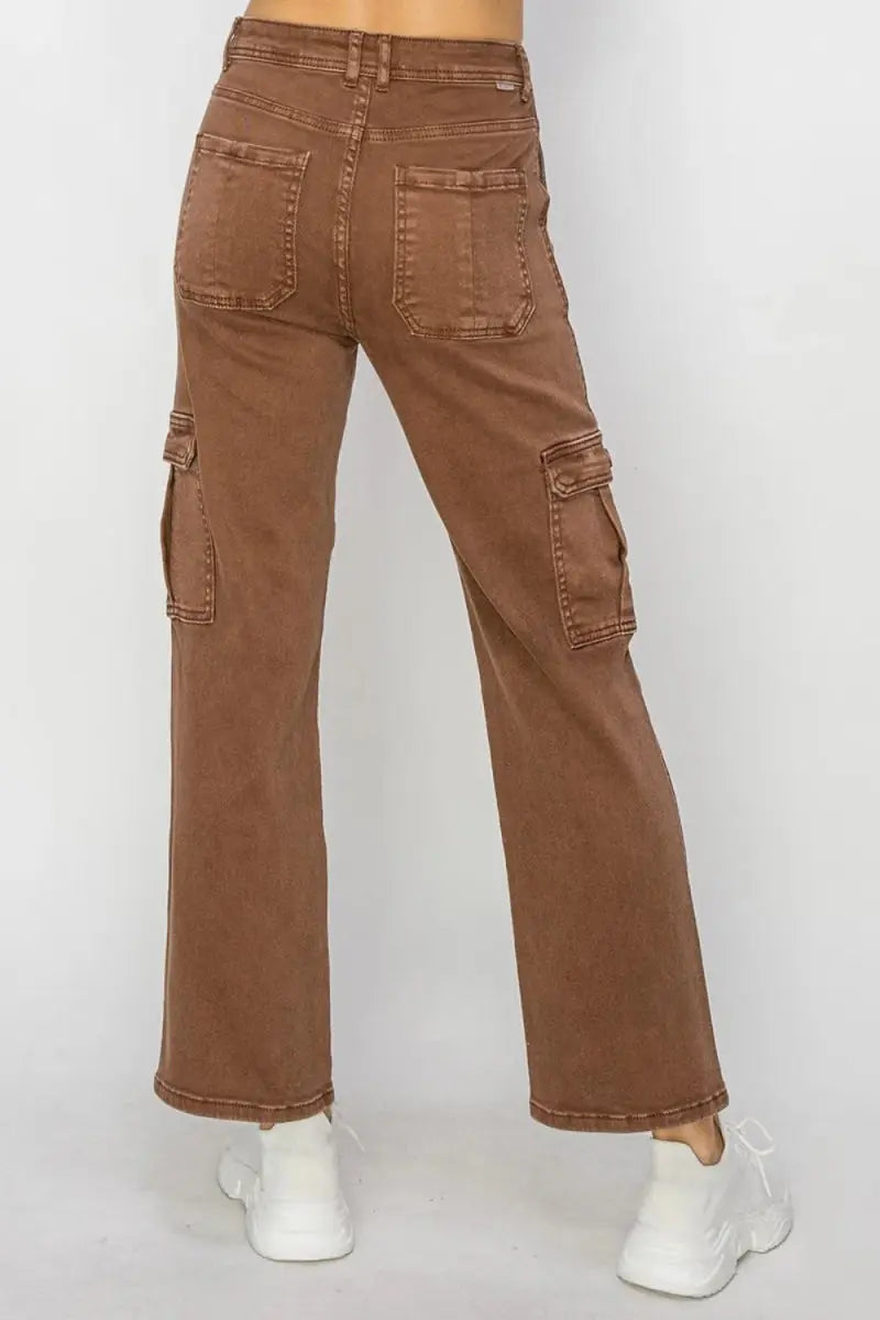 Risen Full Size High Rise Cargo Jeans for Women - Love Salve 