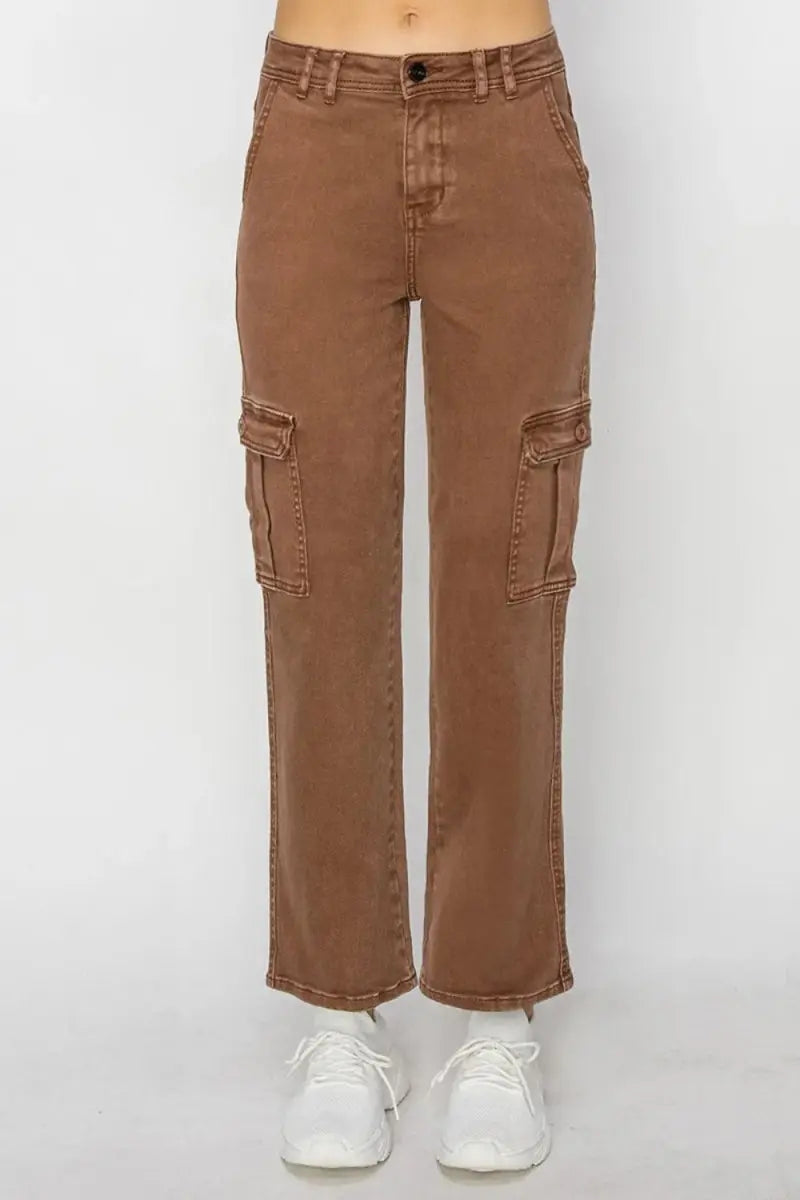 Risen Full Size High Rise Cargo Jeans for Women - Love Salve 