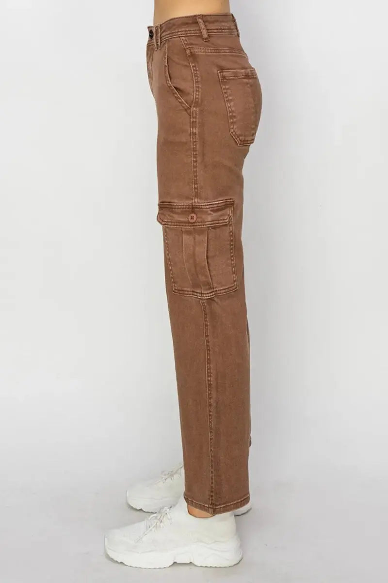 Risen Full Size High Rise Cargo Jeans for Women - Love Salve 