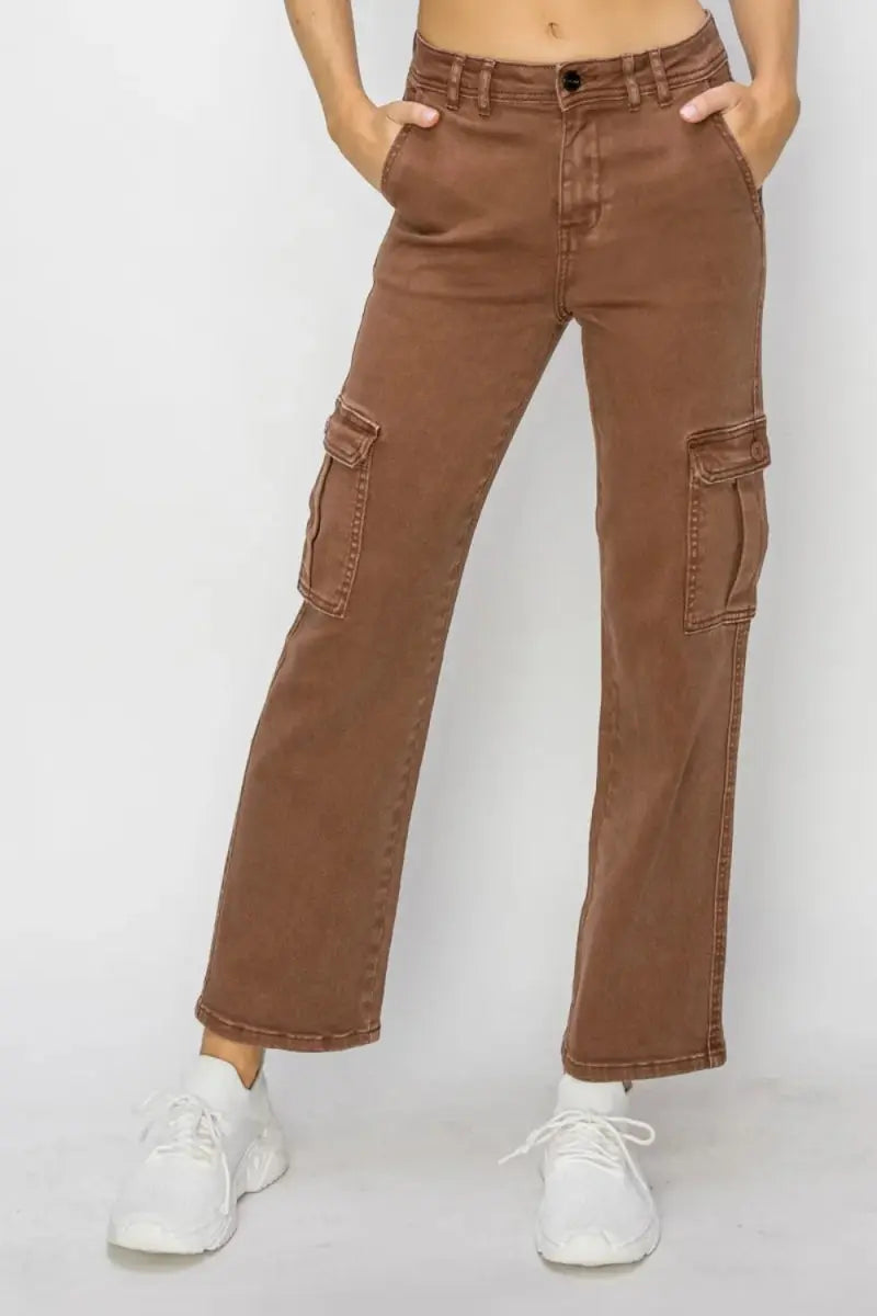 Risen Full Size High Rise Cargo Jeans for Women - Love Salve 