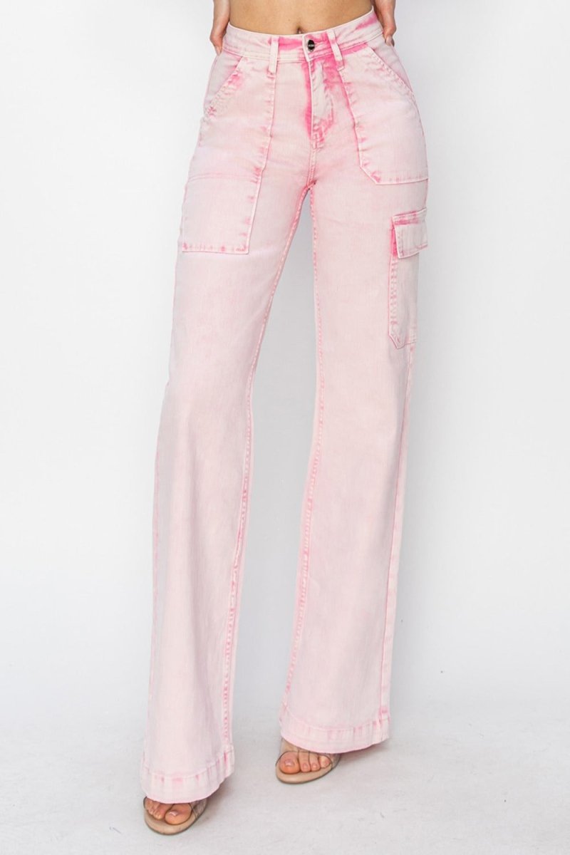 RISEN Full Size High Rise Cargo Pocket Jeans for Women - Love Salve 