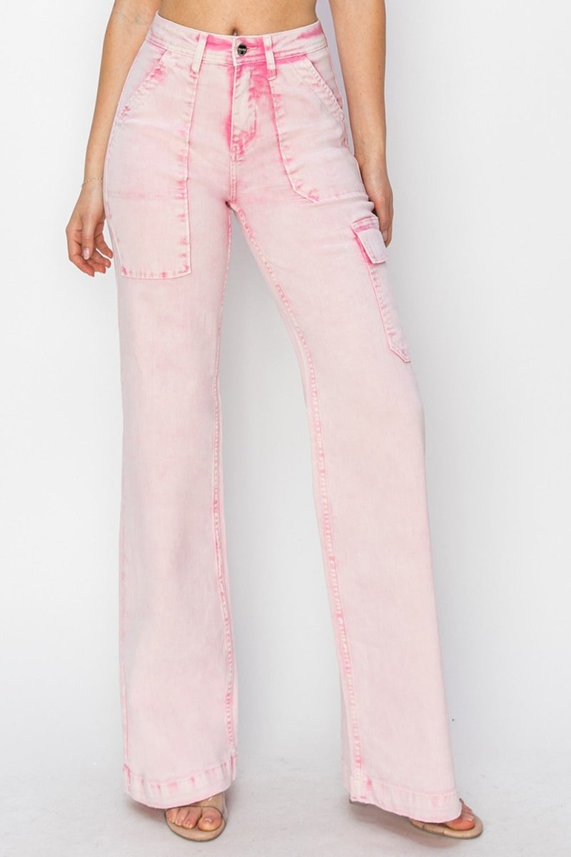 RISEN Full Size High Rise Cargo Pocket Jeans for Women - Love Salve 