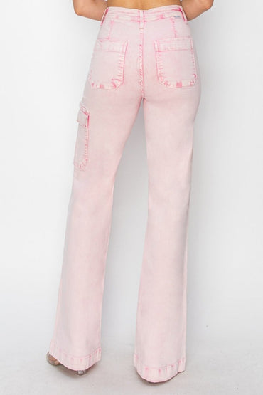 RISEN Full Size High Rise Cargo Pocket Jeans for Women - Love Salve 