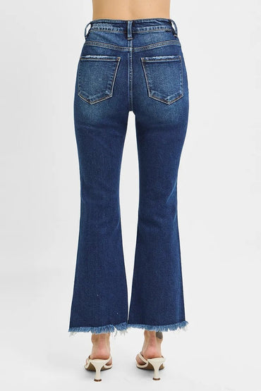 RISEN Full Size High Rise Crop Bootcut Fray Hem Jeans Plus Size - Love Salve 