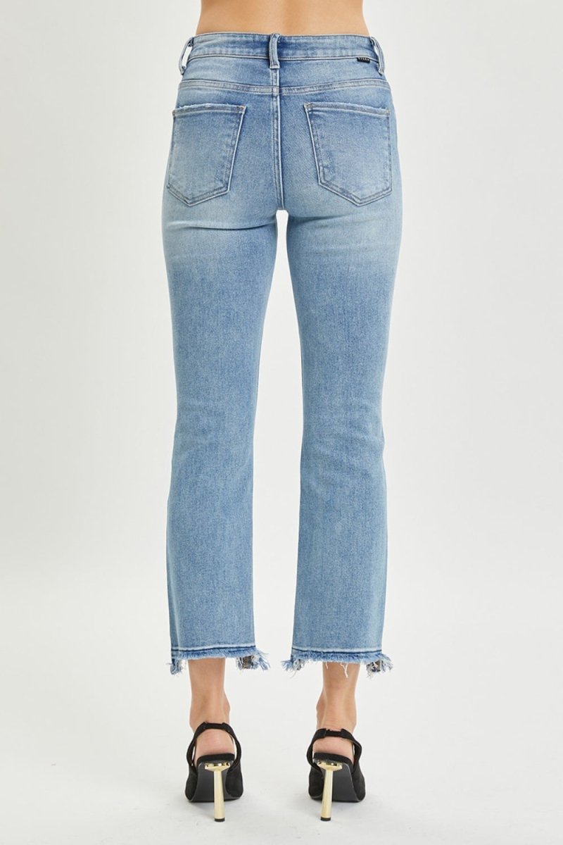 RISEN Full Size High Rise Distressed Cropped Straight Jeans - Love Salve 