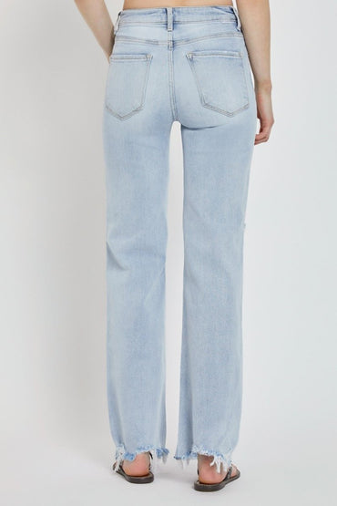 RISEN Full Size High Rise Distressed Wide Leg Jeans for Women - Love Salve 