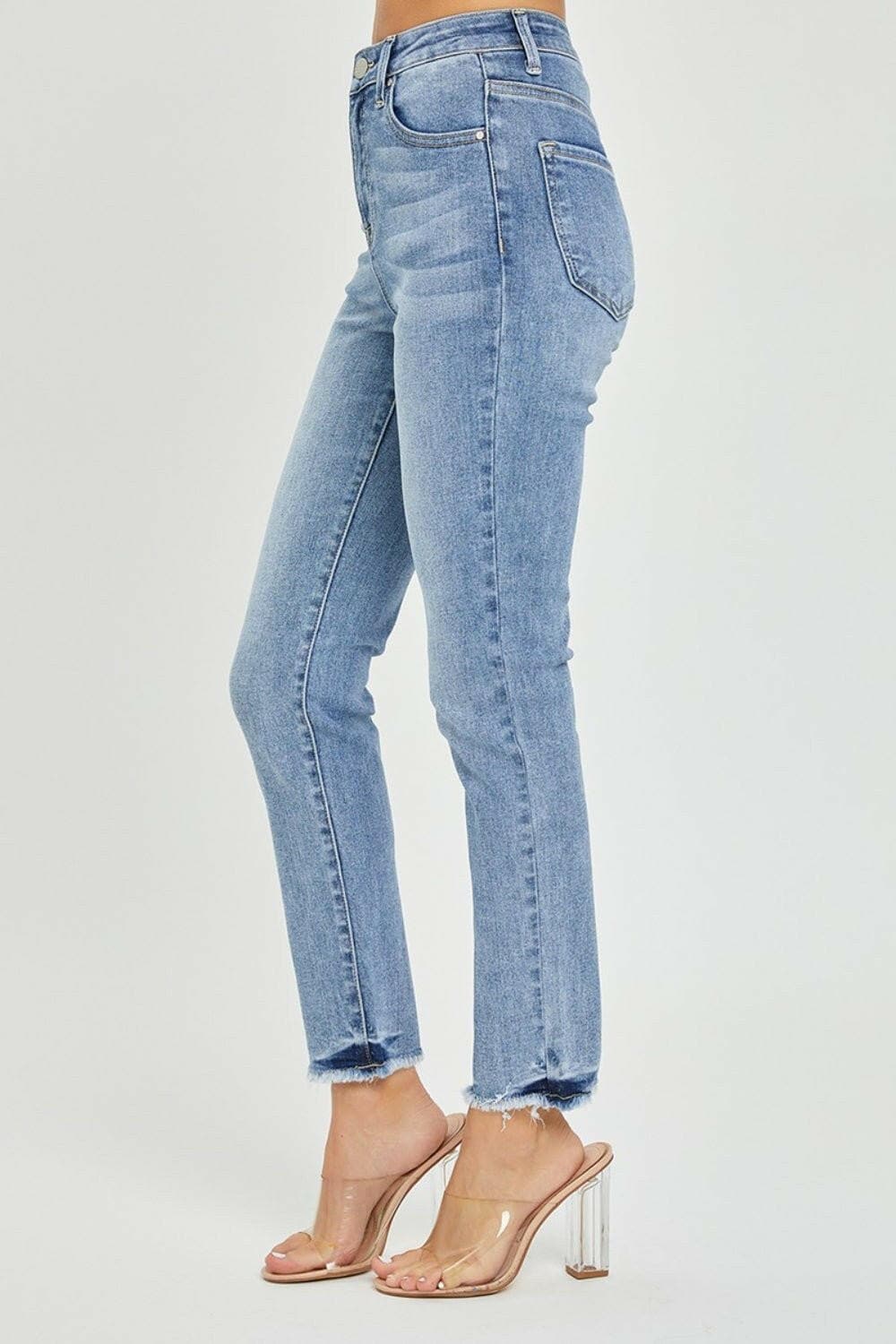 RISEN Full Size High Rise Frayed Hem Skinny Jeans - Love Salve