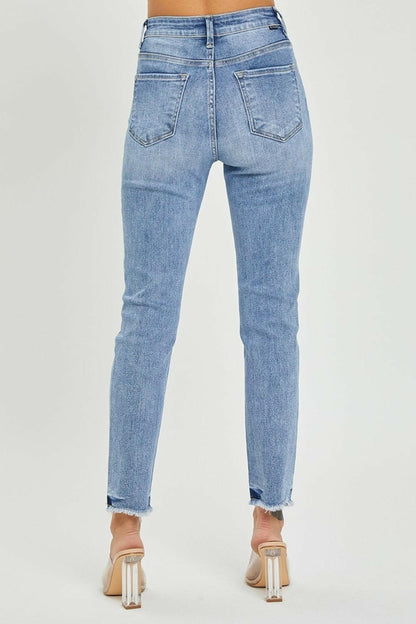 RISEN Full Size High Rise Frayed Hem Skinny Jeans - Love Salve