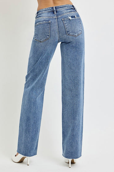 RISEN Full Size High Rise Straight Leg Jeans with Pockets - Love Salve 