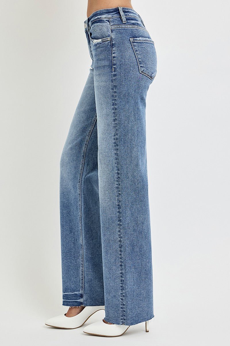 RISEN Full Size High Rise Straight Leg Jeans with Pockets - Love Salve 