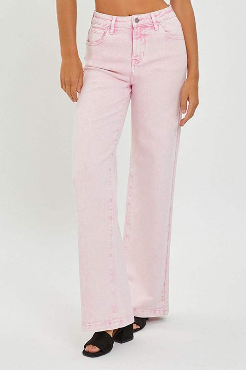 RISEN Full Size High Rise Tummy Control Wide Leg Jeans - Love Salve