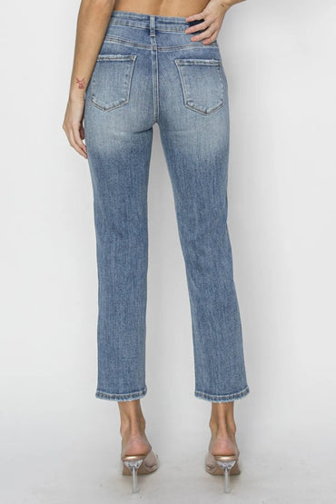 RISEN Full Size High Waist Distressed Cropped Jeans Women - Love Salve 