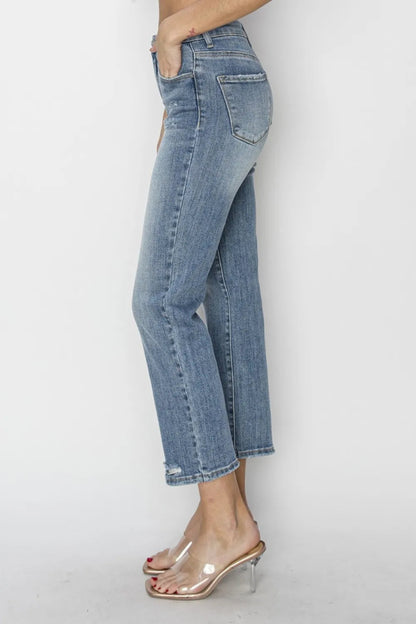 RISEN Full Size High Waist Distressed Cropped Jeans Women - Love Salve 