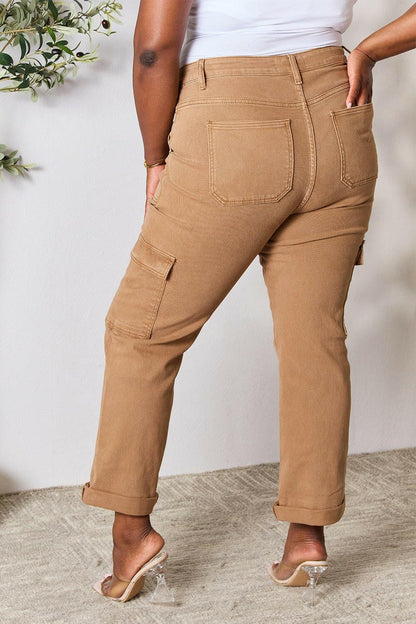 Risen Full Size High Waist Straight Jeans with Pockets - Love Salve