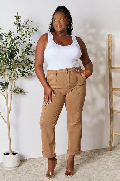 Risen Full Size High Waist Straight Jeans with Pockets - Love Salve