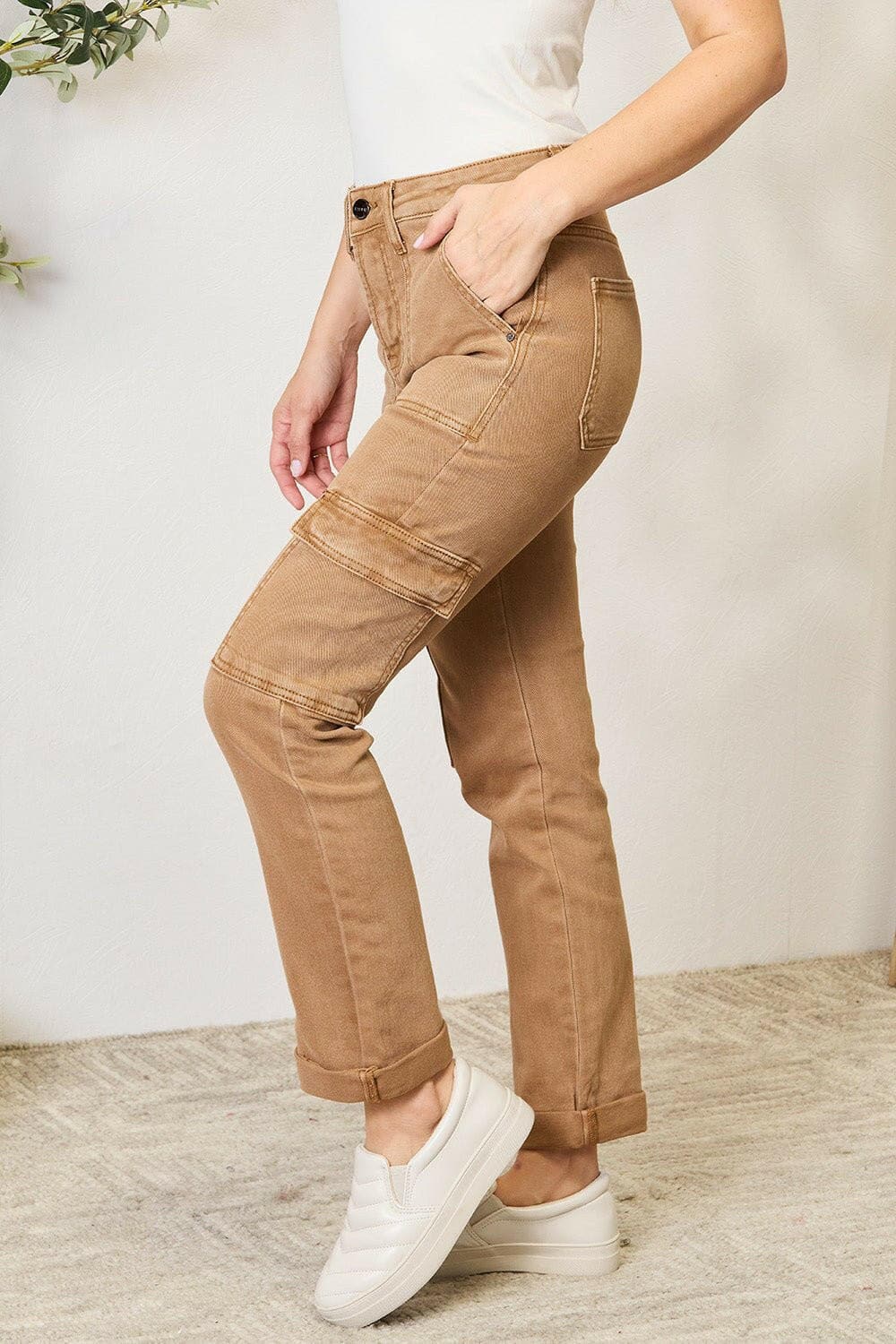 Risen Full Size High Waist Straight Jeans with Pockets - Love Salve