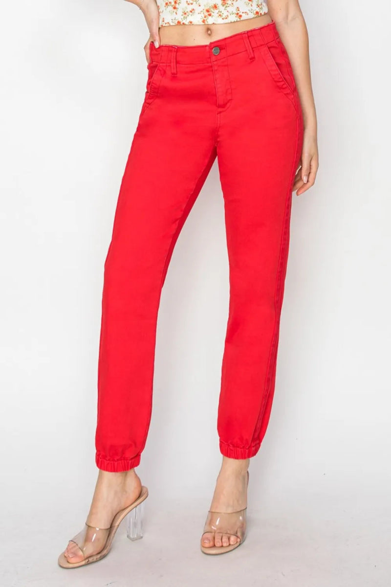 RISEN Full Size High Waisted Jogger Jeans for Women - Love Salve 