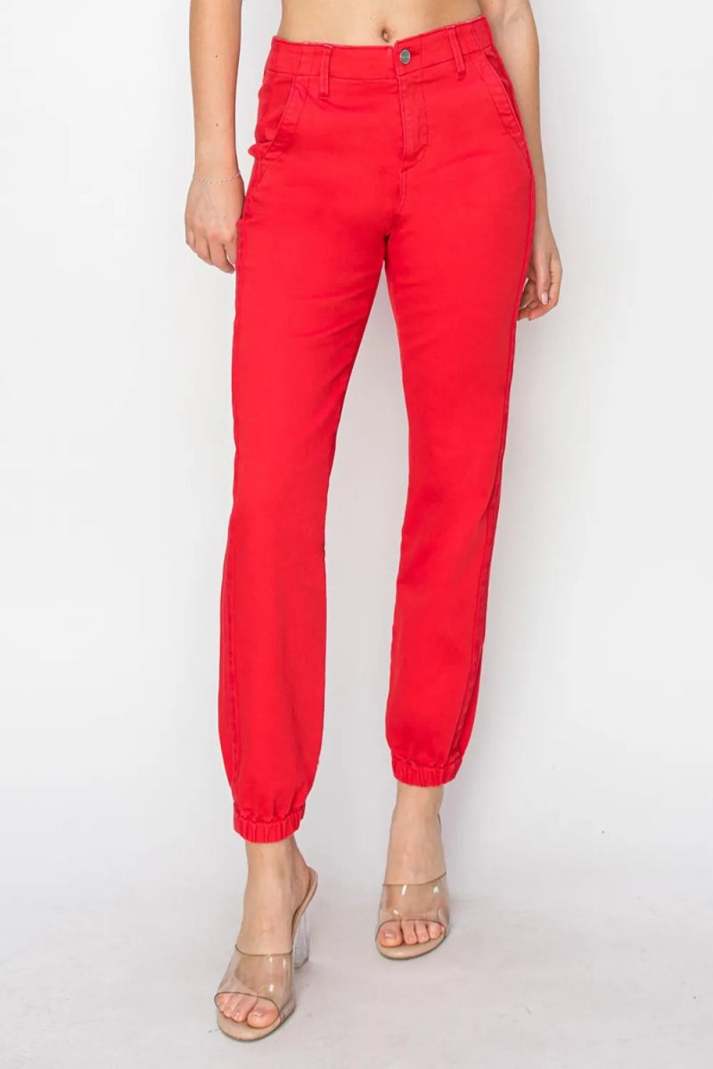 RISEN Full Size High Waisted Jogger Jeans for Women - Love Salve 