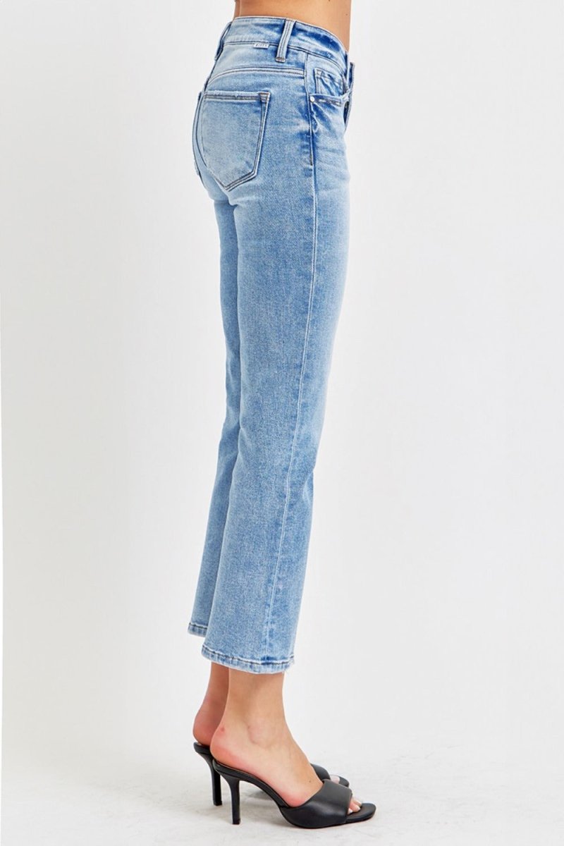 RISEN Full Size Low Rise Crop Slim Straight Jeans for Women - Love Salve 