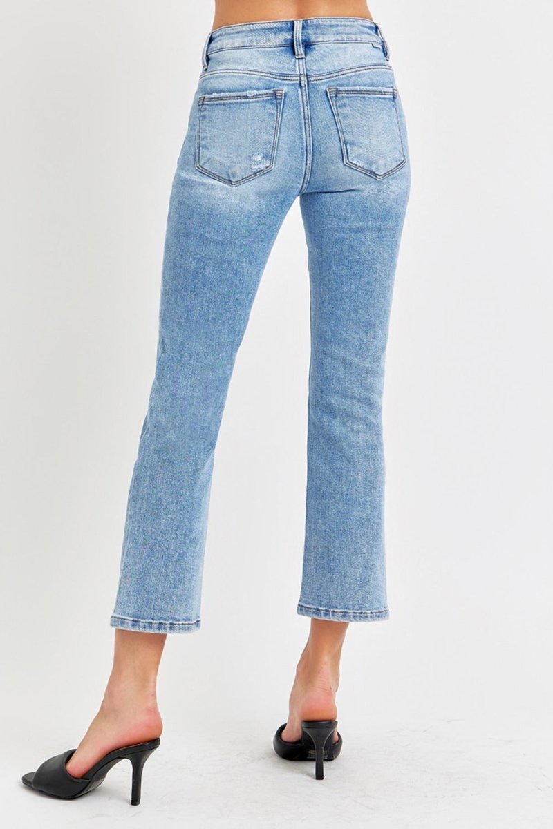 RISEN Full Size Low Rise Crop Slim Straight Jeans for Women - Love Salve 
