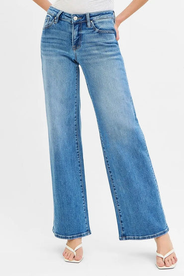 RISEN Full Size Low Rise Wide Leg Jeans Plus Size Women - Love Salve 