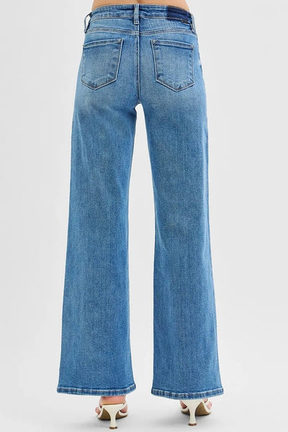 RISEN Full Size Low Rise Wide Leg Jeans Plus Size Women - Love Salve 