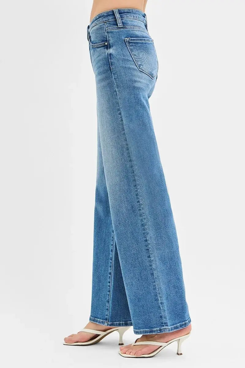 RISEN Full Size Low Rise Wide Leg Jeans Plus Size Women - Love Salve 