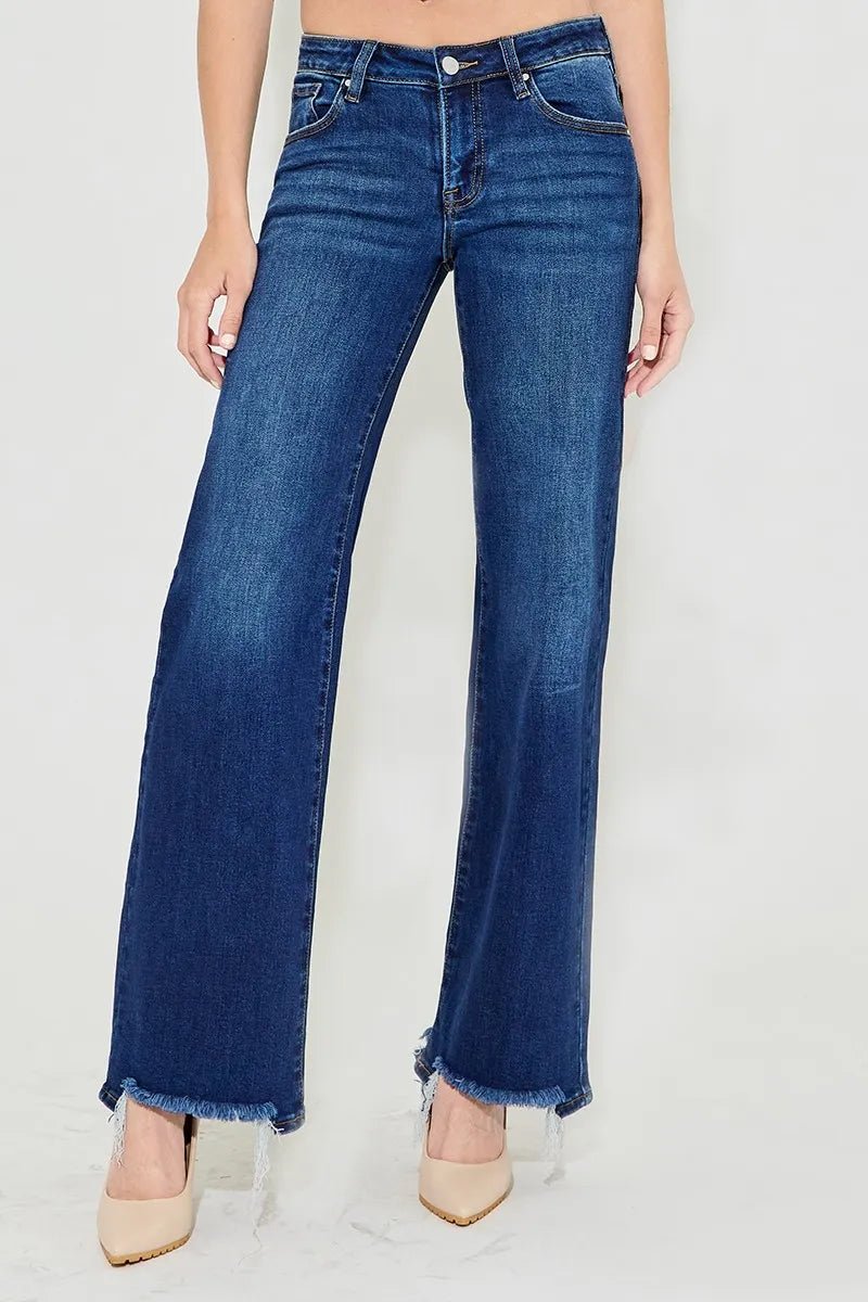 RISEN Full Size Low Rise Wide Leg Jeans Plus Size Women - Love Salve 