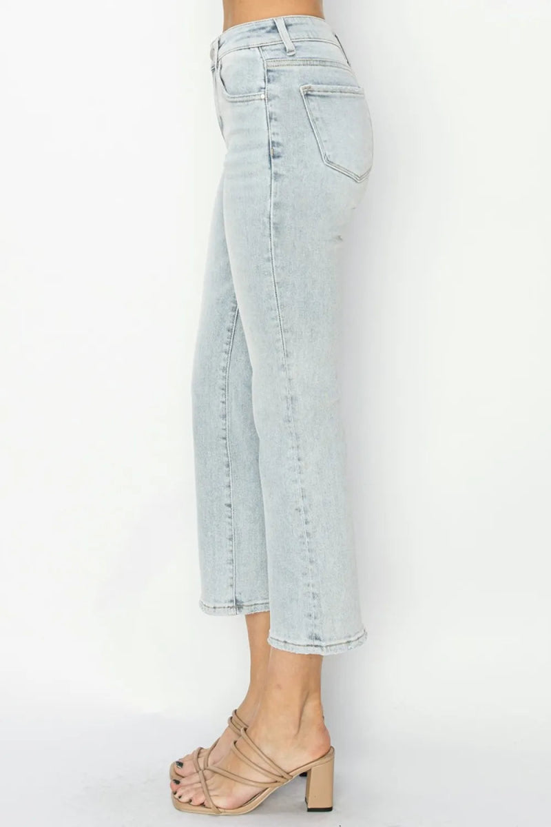 RISEN Full Size Mid Rise Cropped Flare Jeans for Women - Love Salve 