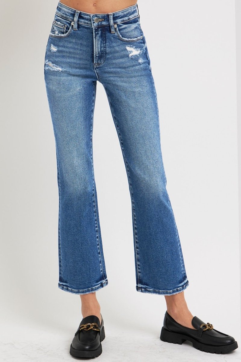 RISEN Full Size Tummy Control High Rise Bootcut Jeans - Love Salve 