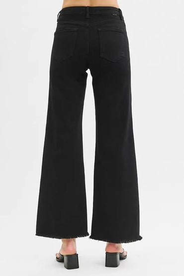 RISEN Full Size Tummy Control High Rise Wide Jeans Plus Size - Love Salve 