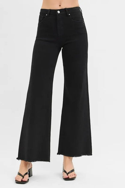 RISEN Full Size Tummy Control High Rise Wide Jeans Plus Size - Love Salve 