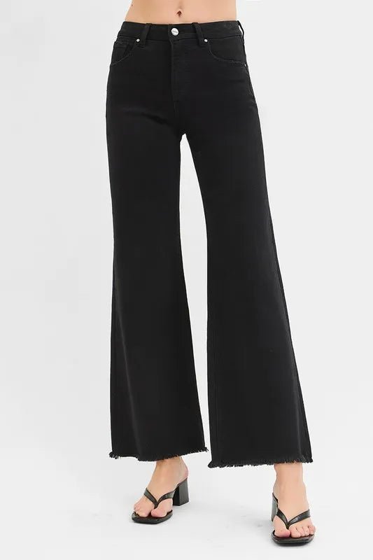 RISEN Full Size Tummy Control High Rise Wide Jeans Plus Size - Love Salve 
