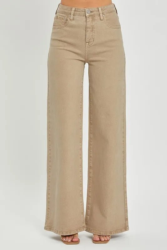 RISEN Full Size Tummy Control High Rise Wide Leg Jeans Plus Size - Love Salve 
