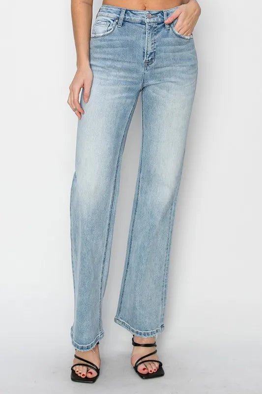 RISEN High Rise Straight Jeans for Effortless Style - Love Salve 