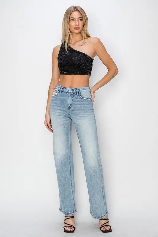 RISEN High Rise Straight Jeans for Effortless Style - Love Salve 