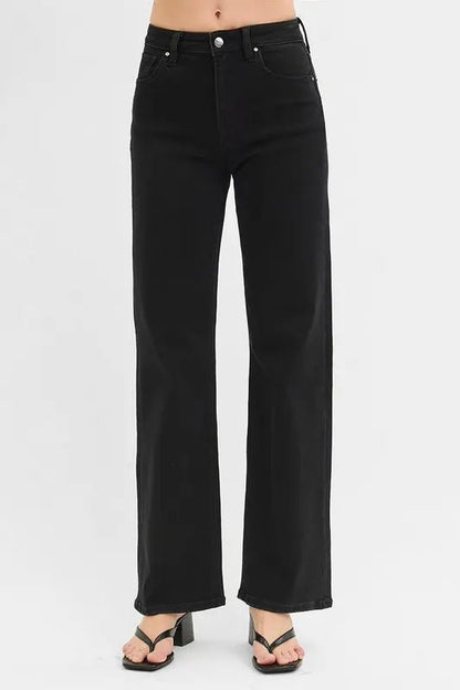 RISEN High Rise Wide Jeans for Trendy Retro Style - Love Salve 