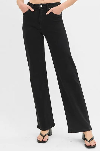 RISEN High Rise Wide Jeans for Trendy Retro Style - Love Salve 