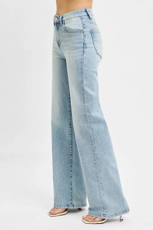 RISEN High Rise Wide Leg 90's Jeans for Vintage Style - Love Salve 