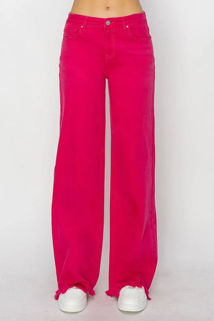 RISEN High Rise Wide Leg Jeans for Trendy Casual Style - Love Salve 