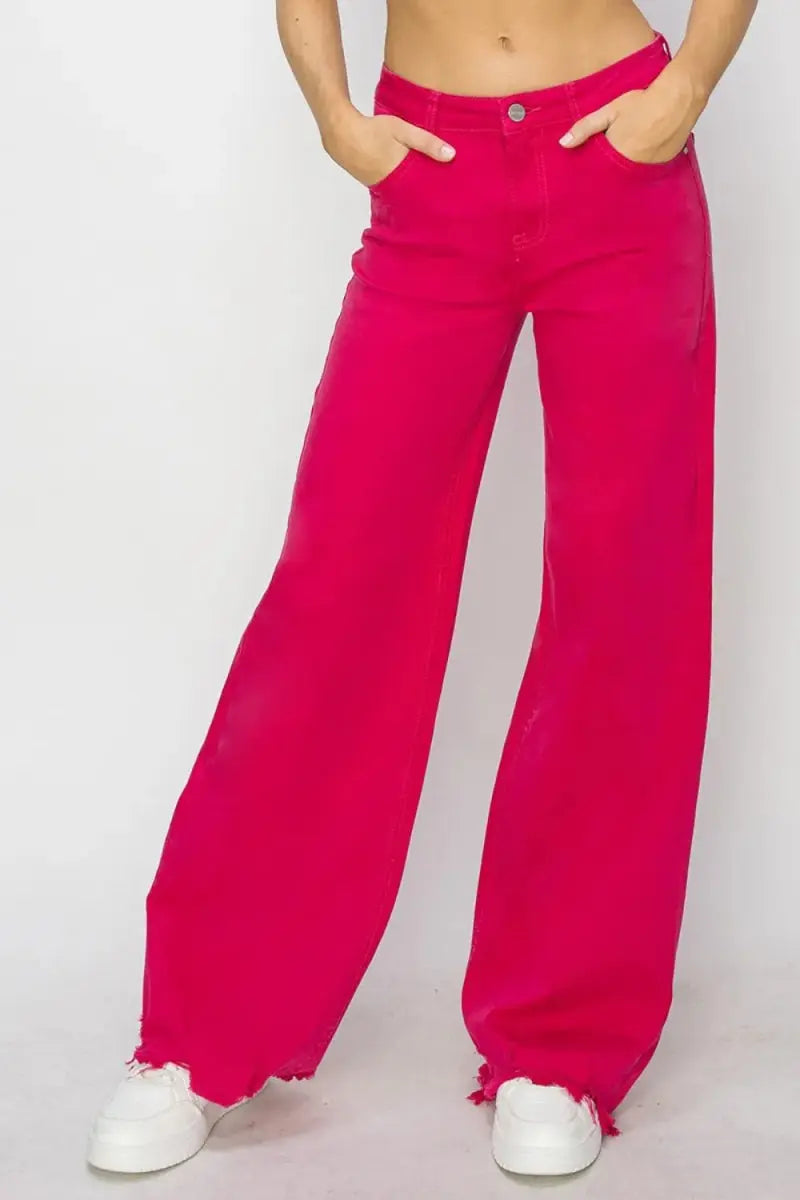 RISEN High Rise Wide Leg Jeans for Trendy Casual Style - Love Salve 