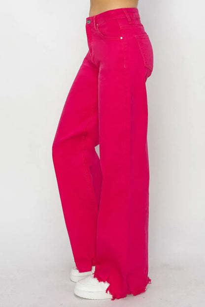 RISEN High Rise Wide Leg Jeans for Trendy Casual Style - Love Salve 