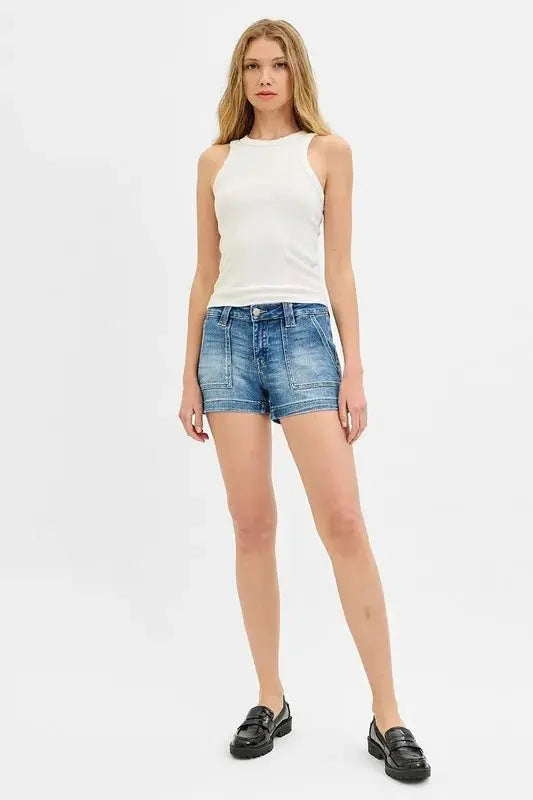 RISEN Low Rise Patched Pocket Shorts for Women Summer Wear - Love Salve 