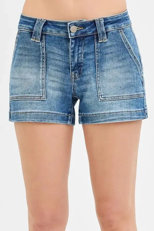 RISEN Low Rise Patched Pocket Shorts for Women Summer Wear - Love Salve 